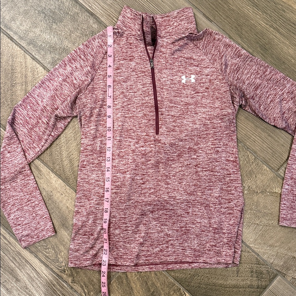 Under Armour Tech Twist Quarter Zip Pullover Med Burgundy Heather Athletic Top - Picture 8 of 12